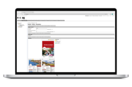 Screenshot der Werbemittelplanung des Product Information Management (PIM) von myPUBLISH im Notebook - n c ag
