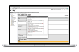 Screenshot der multimedialen Anreicherung des Product Information Management (PIM) von myPUBLISH im Notebook - n c ag