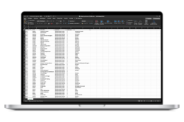 Screenshot einer Excel-Datei als Datenquelle für Database Publishing auf einem Notebook - n c ag